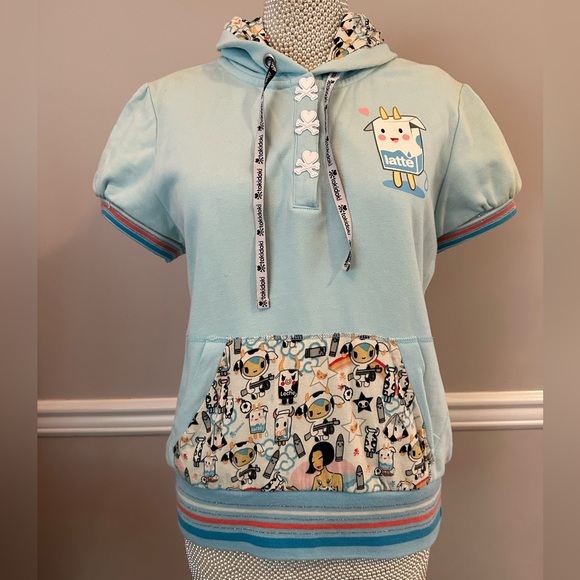 tokidoki Sweaters - Tokidoki Latte Moofia hoodie. XL. Light blue with anime inspired character art.